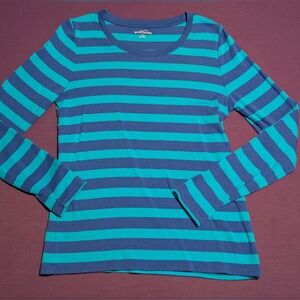 Women's Eddie Bauer Blue Striped Long Sleeve Tshirt